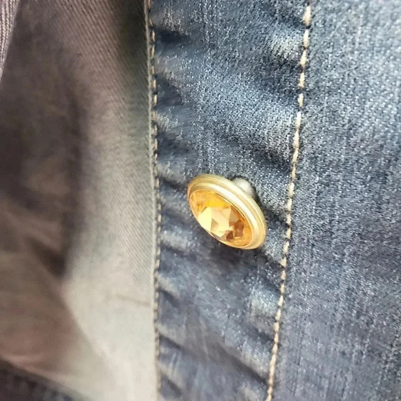 Chico's Platinum Embroidered Denim Jacket - Picture 7 of 8